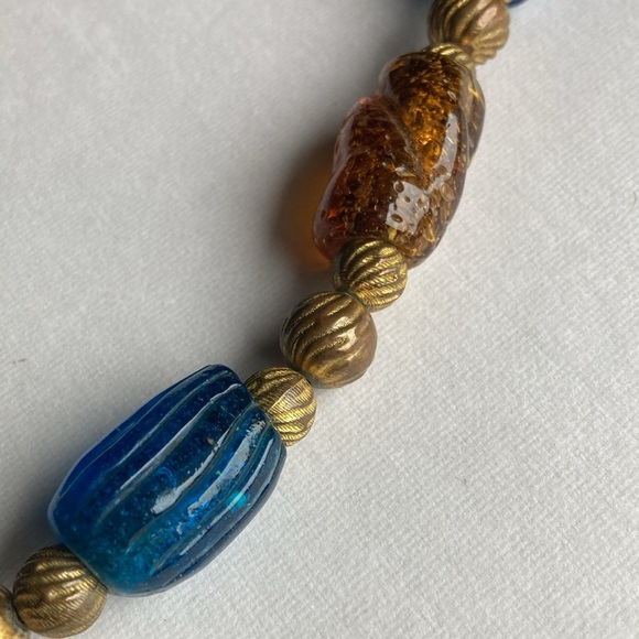 Cadoro Chunky Glass Bead Gold Tone Long Necklace - Picture 3 of 11